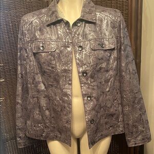 Chico's Shimmering Silver Jean Jacket